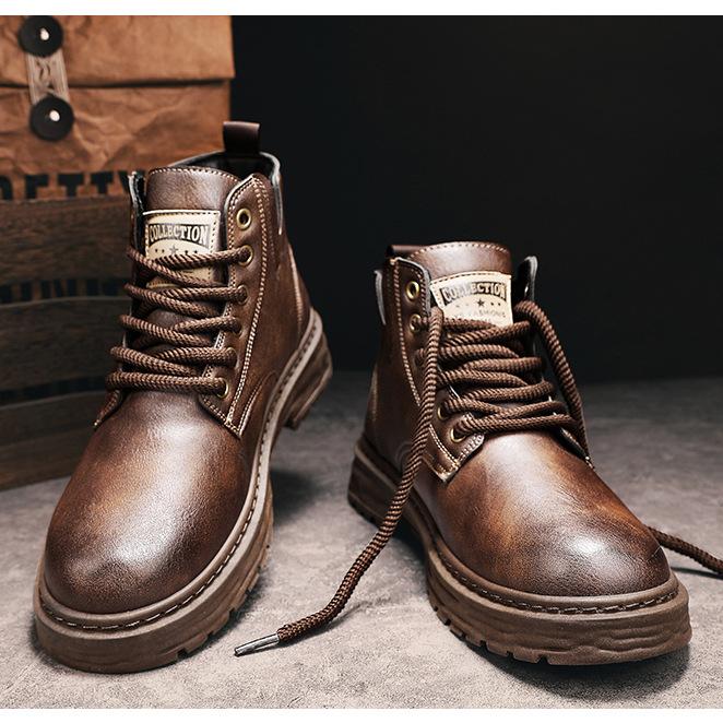 Darren - paar vintage veterboots van leer