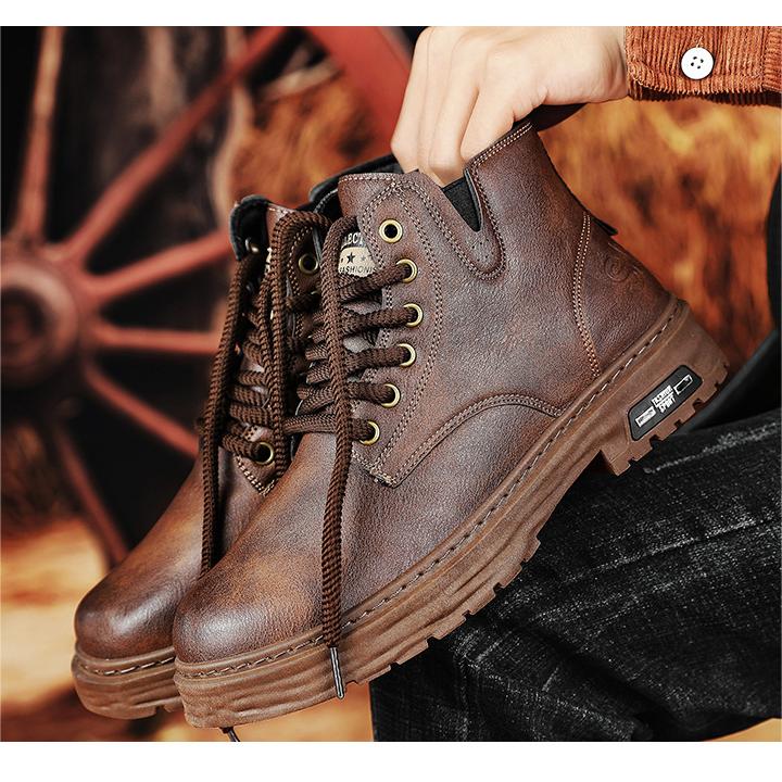 Darren - paar vintage veterboots van leer